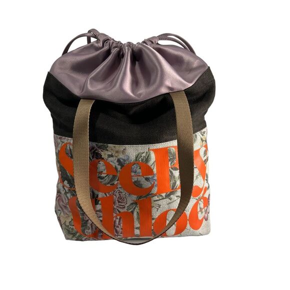 See By Chloé Authentic Tote Bag w Floral Detail Multicolor Canvas w Satin detail - Picture 8 of 14